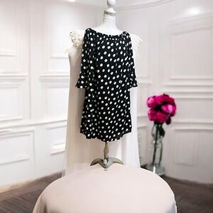 City Streets Black and White Polka Dot Midi Dress